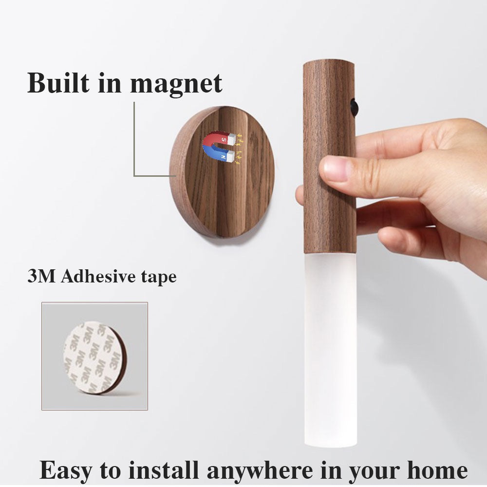 Wood-grain rechargeable led wall light